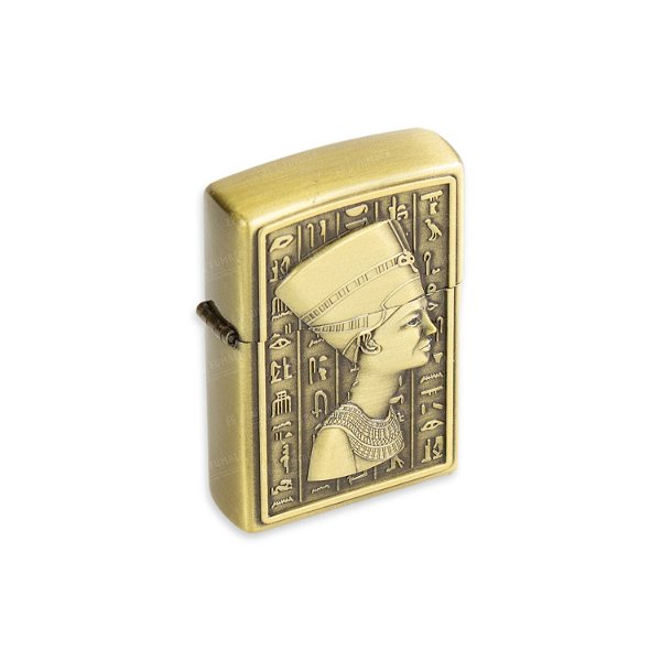 Isqueiro de Fluido Rainha Nefertiti - Dourado Envelhecido