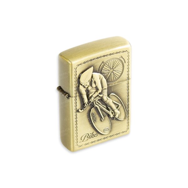 Isqueiro de Fluido Bike II - Dourado Envelhecido