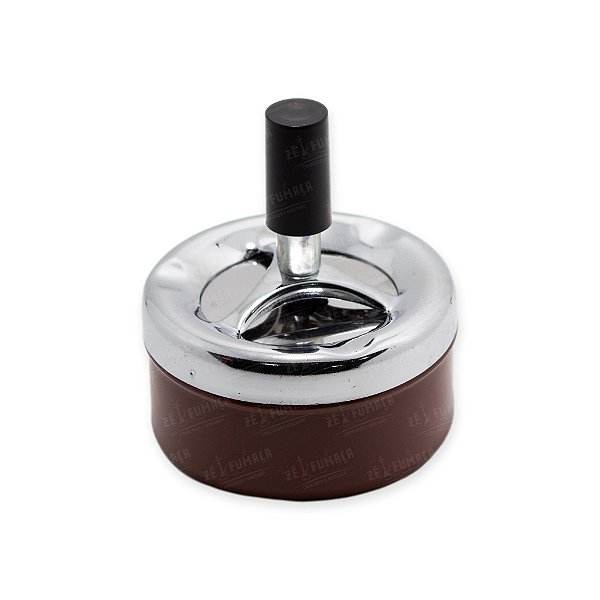 Cinzeiro de Metal Pequeno com Tampa - Marrom