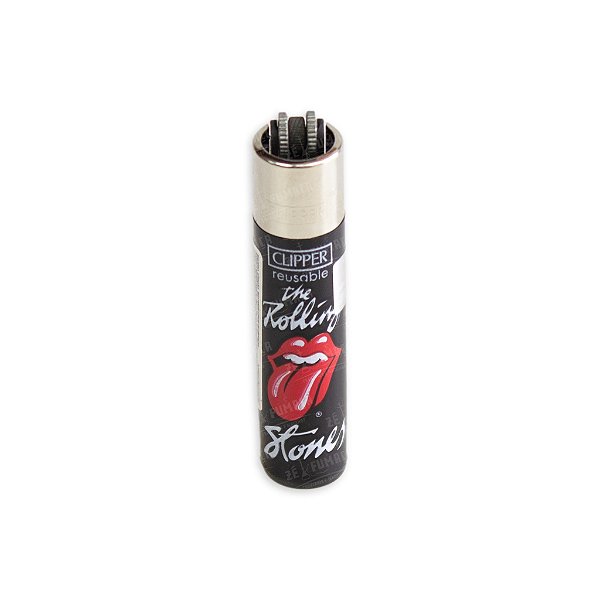 Isqueiro Clipper Grande Lion Rolling Stones - Preto