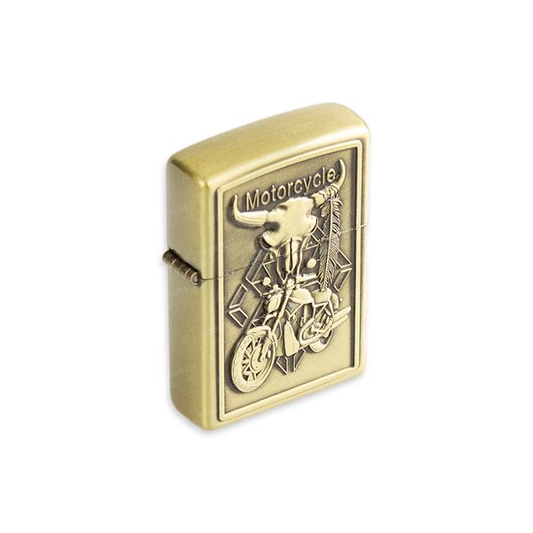 Isqueiro de Fluido Motorcycle II - Dourado Envelhecido
