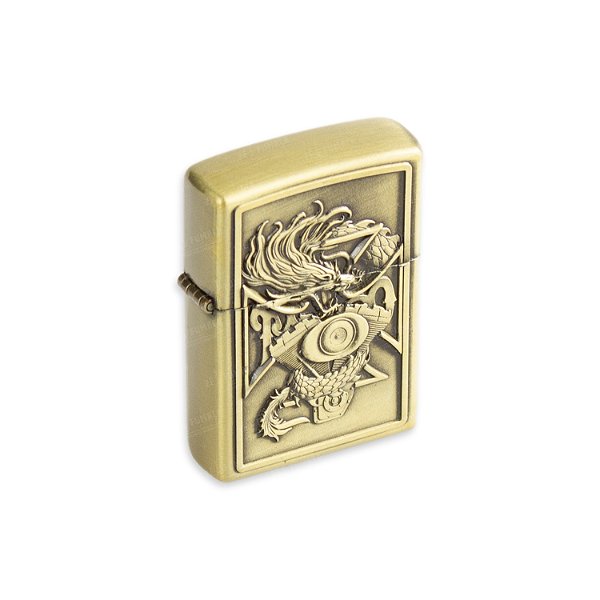 Isqueiro de Fluido Dragão XI - Dourado Envelhecido