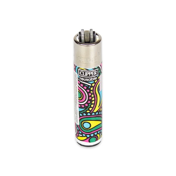 Isqueiro Clipper Grande Hippie Party 1 - Mix Amarelo Azul Rosa