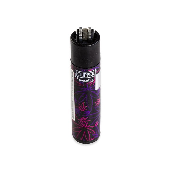 Isqueiro Clipper Grande Fluo Leaves 3 - Rosa