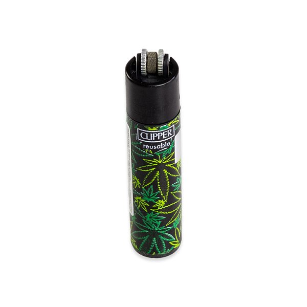 Isqueiro Clipper Grande Fluo Leaves 3 - Verde
