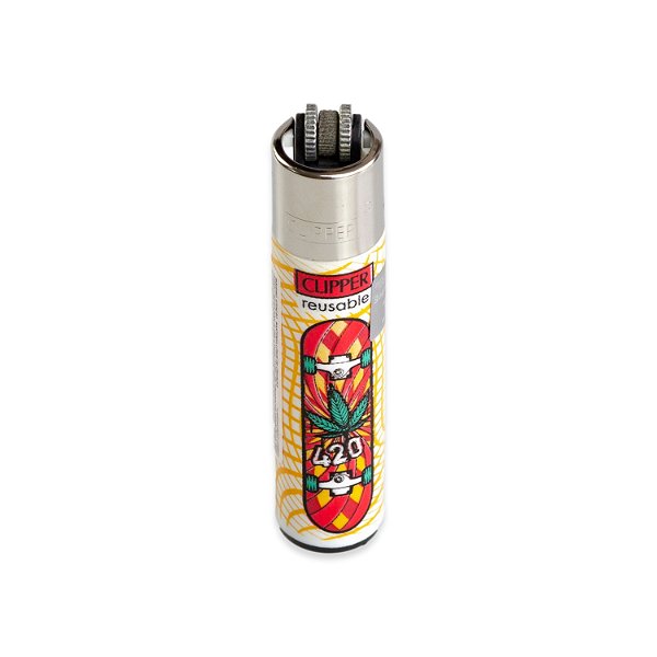 Isqueiro Clipper Grande Weed Boarding - Mix Amarelo Vermelho