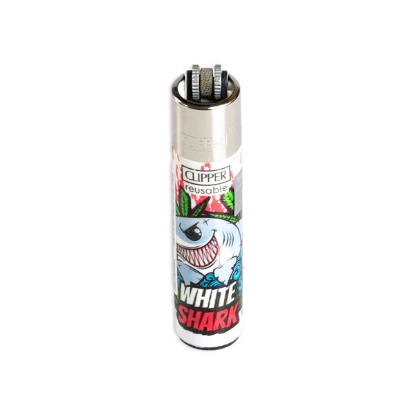 Isqueiro Clipper Grande Shark Weed – White Shark