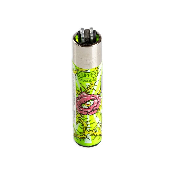 Isqueiro Clipper Grande Thorns & Roses – Verde