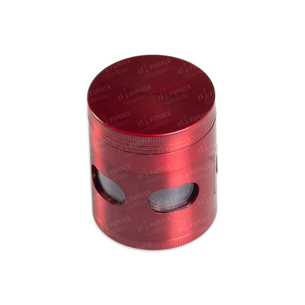 Dichavador de Metal Com Visor - Vermelho (4 Partes)