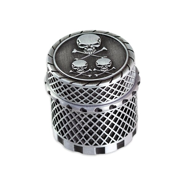 Dichavador de Metal Tambor Imã Caveira - Prata