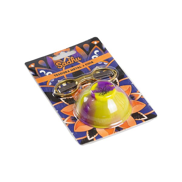 Kit Tesoura + Cuia Sadhu - Roxo e Amarelo