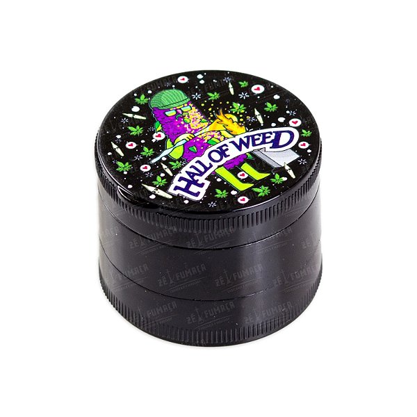 Dichavador de Plástico Hall Of Weed Preto - Marijuana Flower