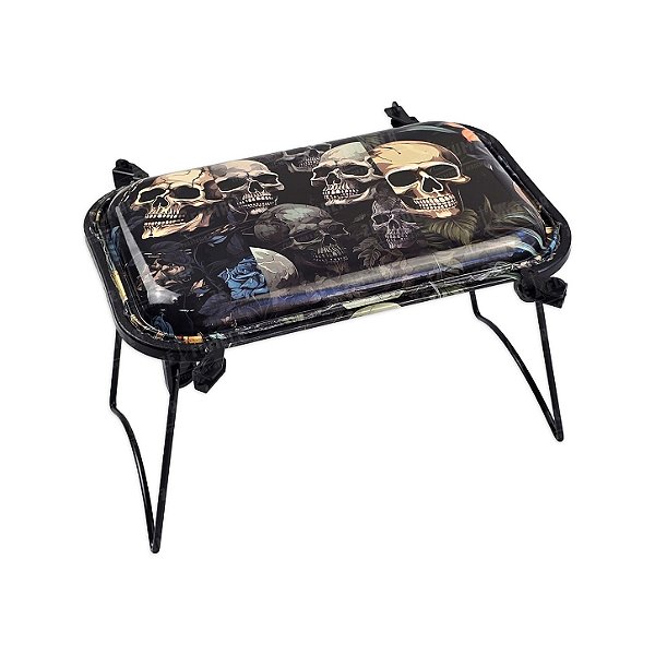 Bandeja De Metal Com Suporte Estampada - Caveiras