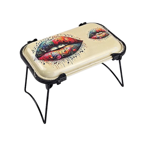 Bandeja De Metal Com Suporte Estampada - Boca Musical