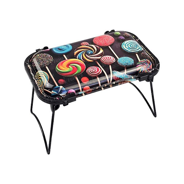 Bandeja De Metal Com Suporte Estampada - Pirulito