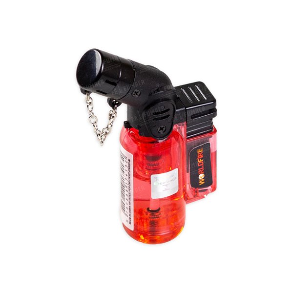 Isqueiro Maçarico Curvado WF Translúcido (1 Chama) - Vermelho