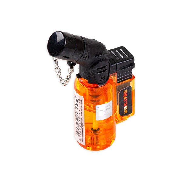 Isqueiro Maçarico Curvado WF Translúcido (1 Chama) - Laranja