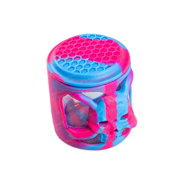 Pote de Vidro Com Silicone Skull 100ml - Mix Rosa e Azul