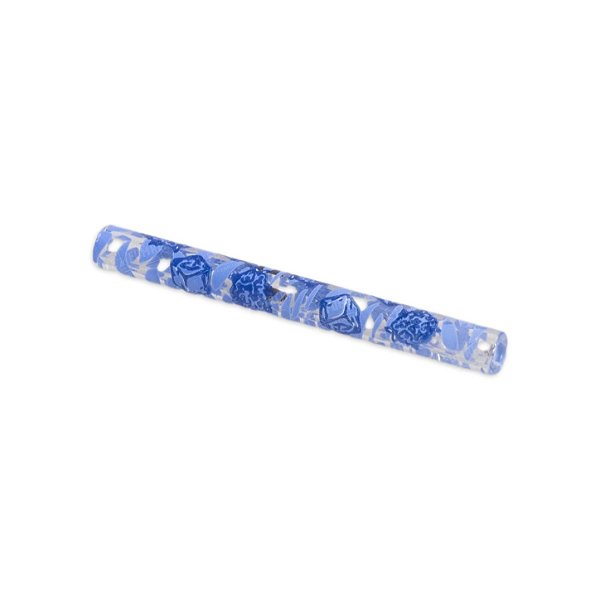 Piteira de Vidro Longa Gelo Azul 6 mm