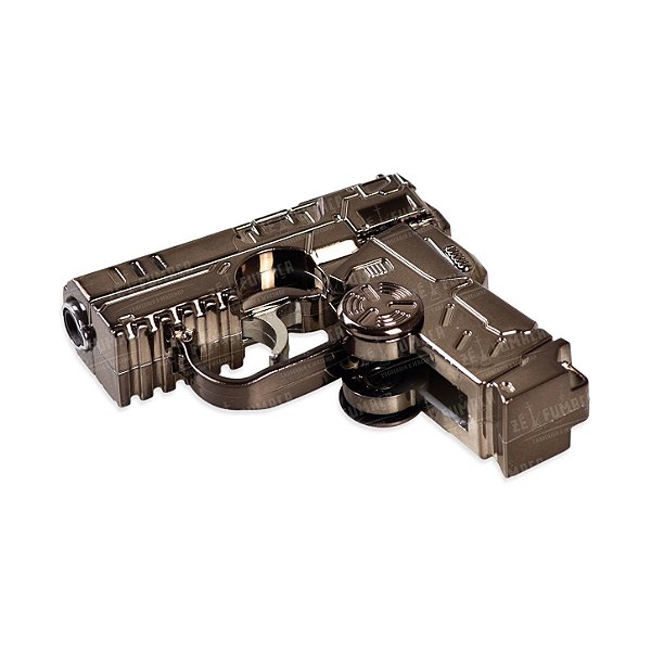 Isqueiro Maçarico Recarregável Formato Pistola com Spinner - Preto