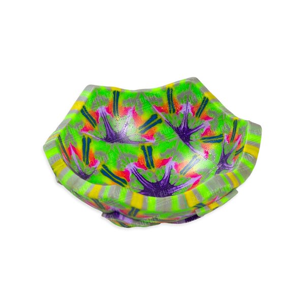 Cuia de Cerâmica Plástica Psicodélica Média- Mix Verde, Roxo e Amarelo