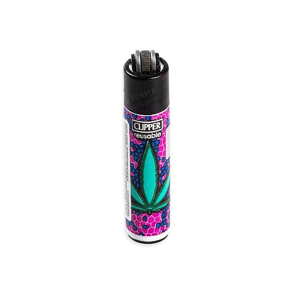 Isqueiro Micro Clipper Broken Leaves 2 - Vermelho e Azul