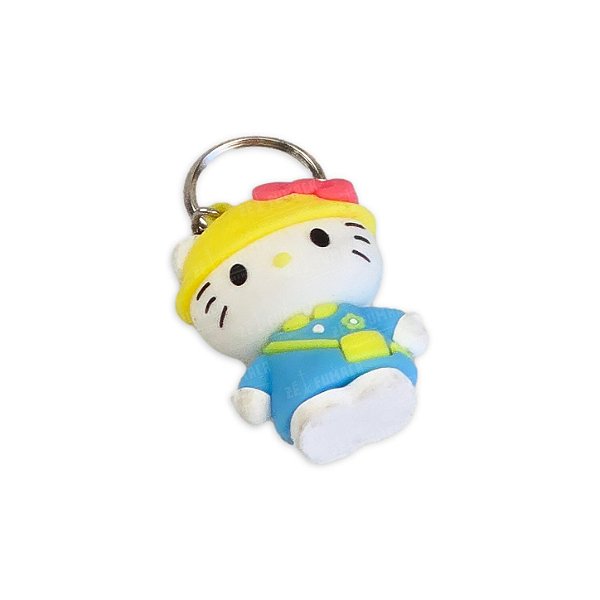 Chaveiro Hello Kitty Silicone Emborrachado – Azul e Amarelo