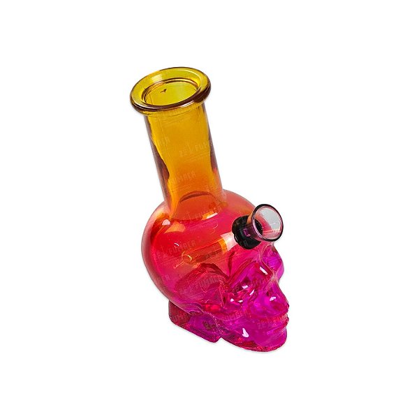 Bong de Vidro Caveira 15cm - Mix Rosa e Amarelo