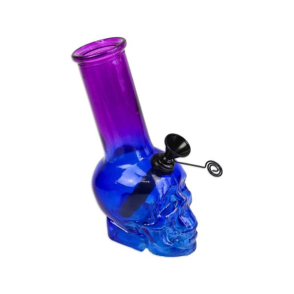 Bong de Vidro Caveira 15cm - Mix Azul e Roxo