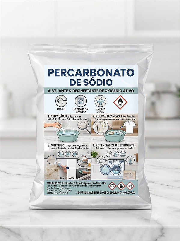 Percarbonato De Sódio Puro 1kg - Clareador E Tira Manchas Potente
