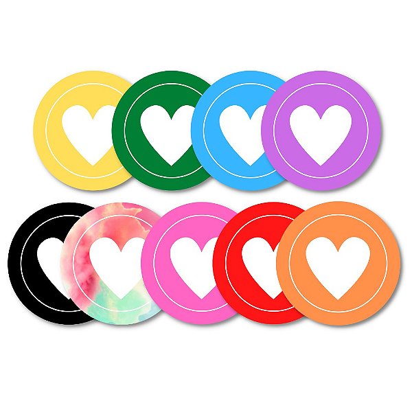 100 Adesivos Mini Coração Cores Sortidas