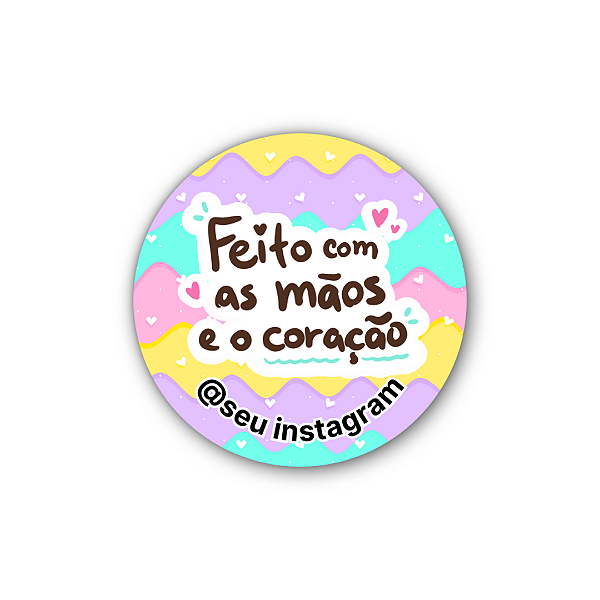 48 Adesivos c/ Instagram - Feito Com As Mãos e o Coração (zigzag)