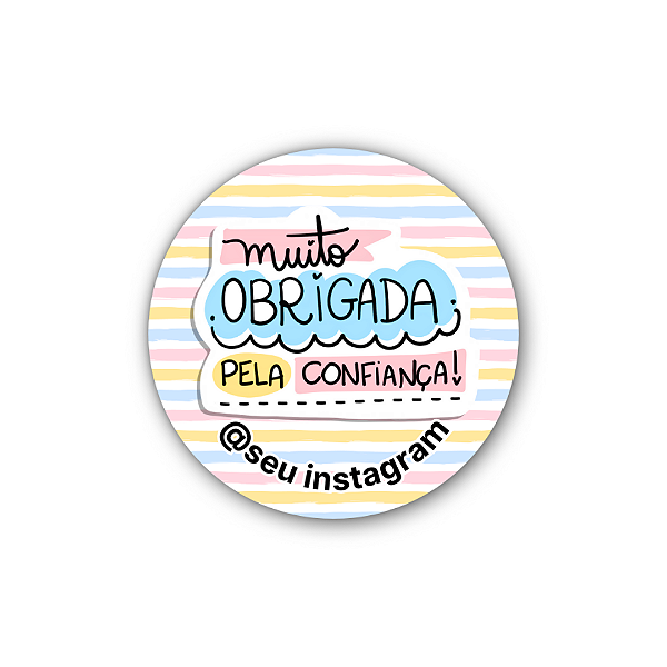 48 Adesivos c/ Instagram - Muito Obrigada Pela Confiança (colorido)
