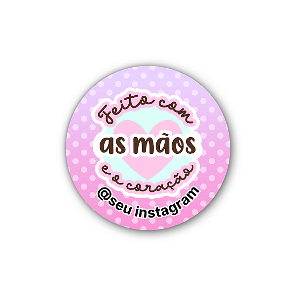 48 Adesivos c/ Instagram - Feito Com As Mãos E o Coração (roxo,rosa)