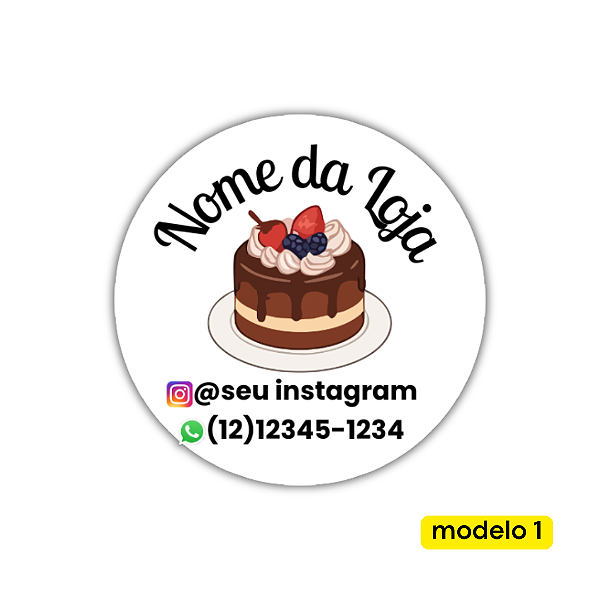 120 Adesivos Logotipo com Bolo (4 cm)