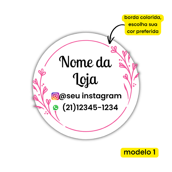 120 Adesivos Logotipo Com Borda Colorida (4 cm)
