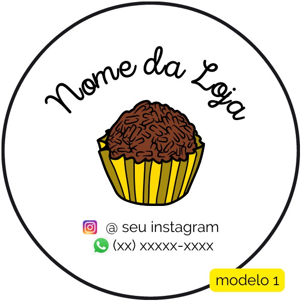 120 Adesivos Logotipo com Brigadeiro (4 cm)