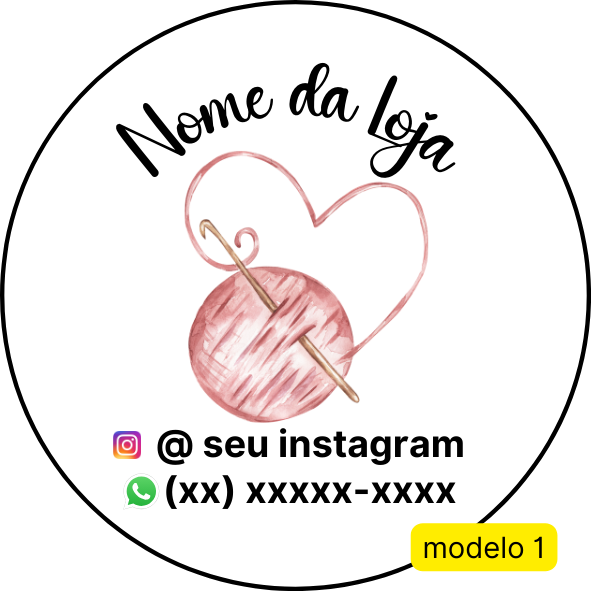 120 Adesivos Logotipo com Crochê (4 cm)