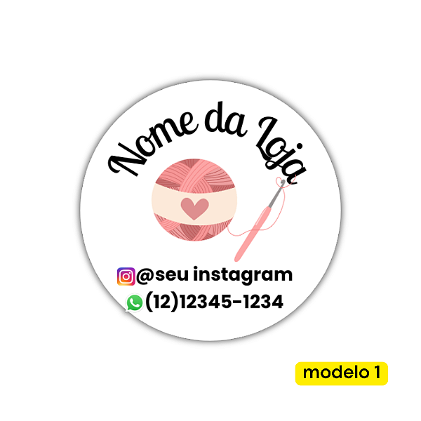 120 Adesivos Logotipo com Crochê (4 cm)
