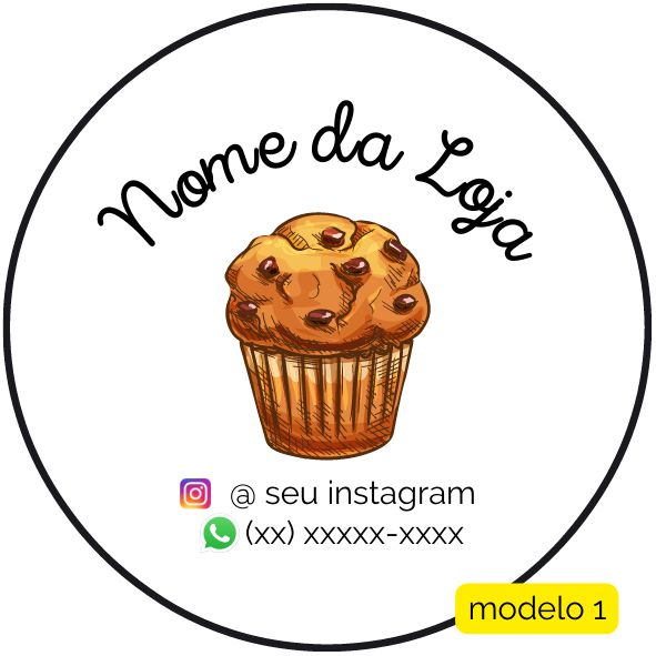 120 Adesivos Logotipo com Cupcake (4 cm)