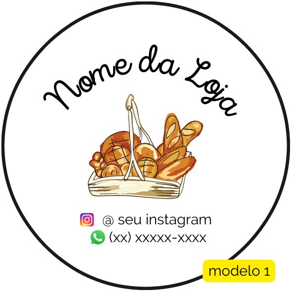 120 Adesivos Logotipo com Pão (4 cm)
