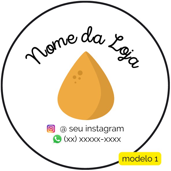 120 Adesivos Logotipo com Salgadinhos (4 cm)