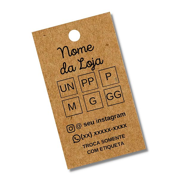 100 Tag Roupa Kraft 7x4 cm