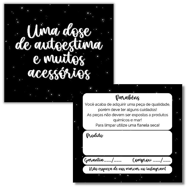 QUEIMA DE ESTOQUE - 25 und Postal Cuidados com Acessórios (preto)