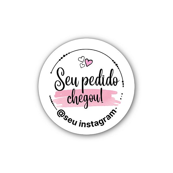 48 Adesivos c/ Instagram - Seu Pedido Chegou! (branco, rosa)