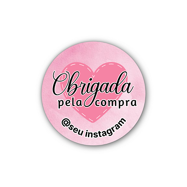 48 Adesivos c/ Instagram - Obrigada Pela Sua Compra! (Coração)