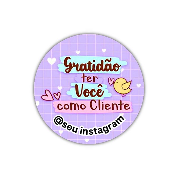 Pague 120 Leve 180 Adesivos - Gratidão ter você como cliente (roxo - passarinho)