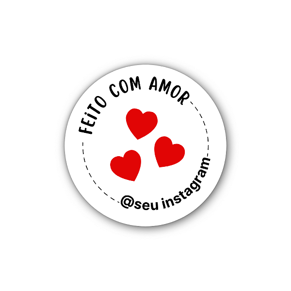 48 Adesivos C/ Instagram - Feito Com Amor (Corações)
