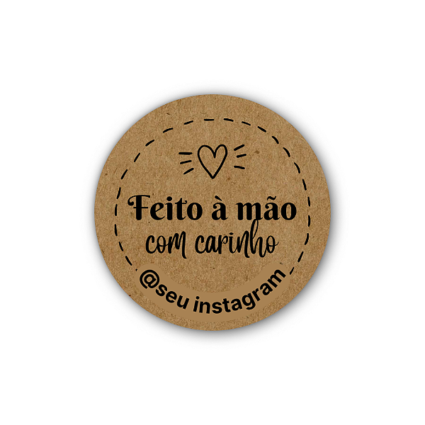 48 Adesivos c/ Instagram - Feito à Mão Com Carinho (kraft)