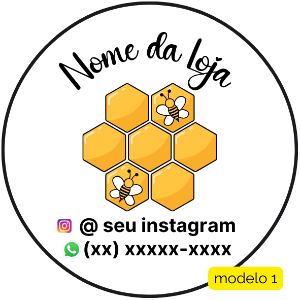 120 Adesivos Logotipo com Mel (4 cm)